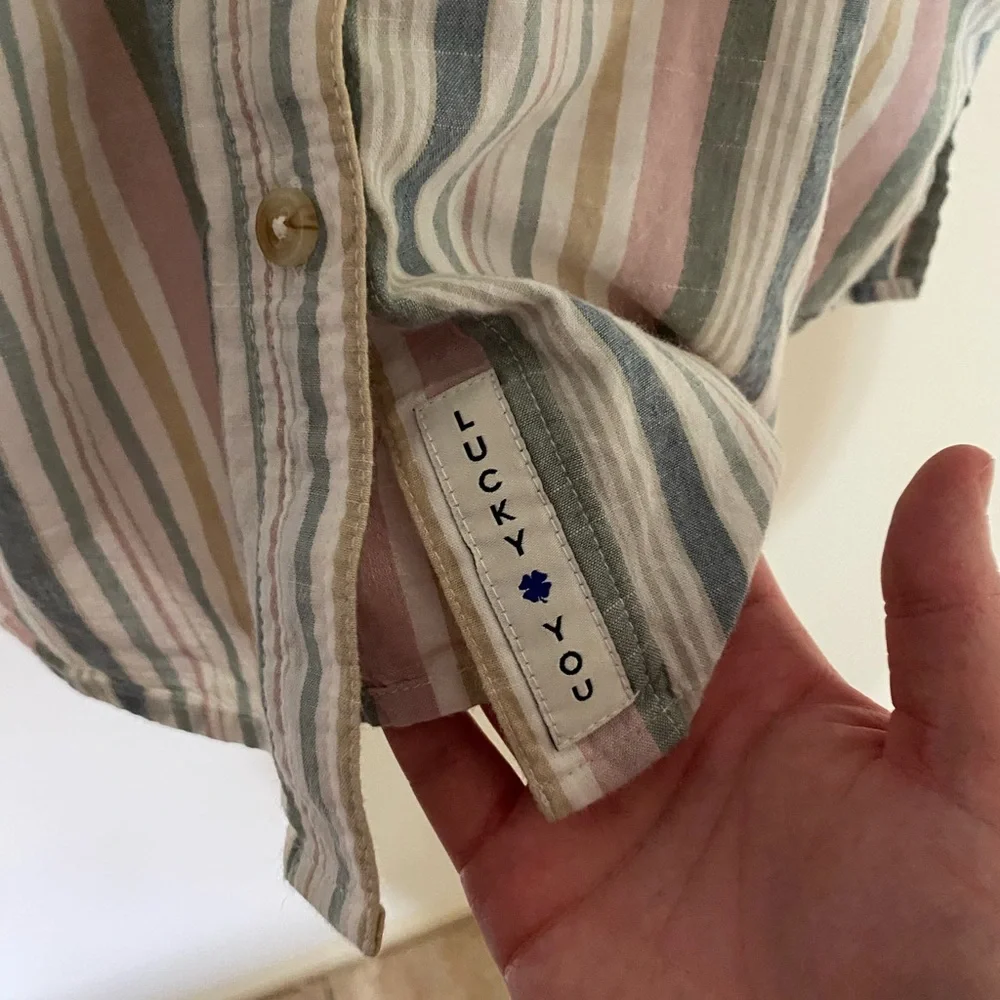 Lucky Brand Women's Pastel Striped Button Down Workwear Shirt Size Large - Picture 7 of 8